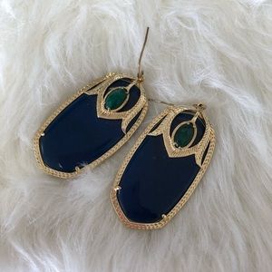 Kendra Scott Darby Earrings in Navy with Emerald